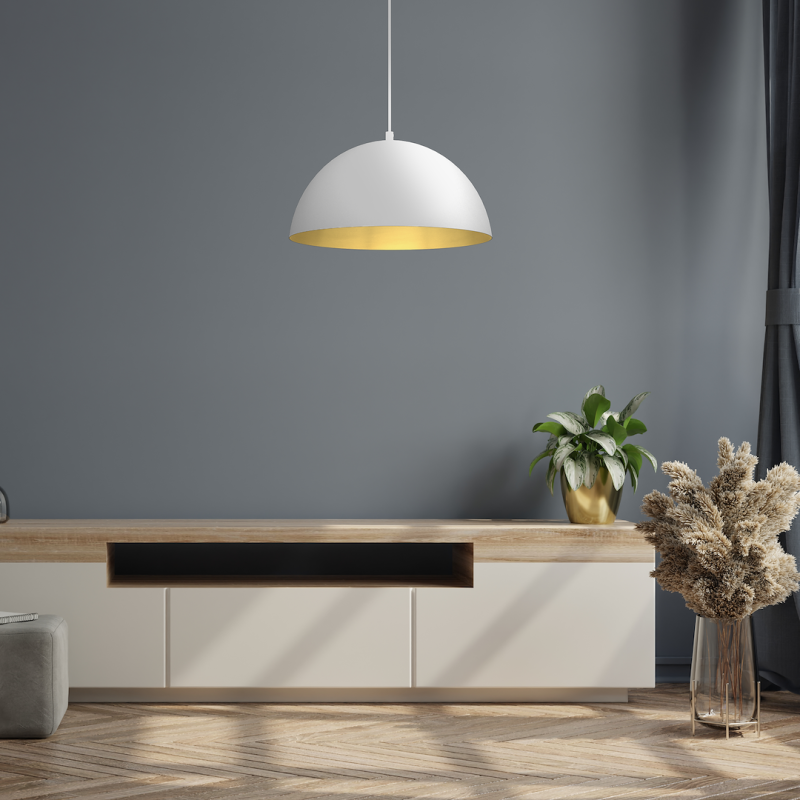 Lámpara colgante Beta 1xE27 35cm Blanco/Dorado Lámpara colgante Beta 1xE27 35cm Blanco/Dorado