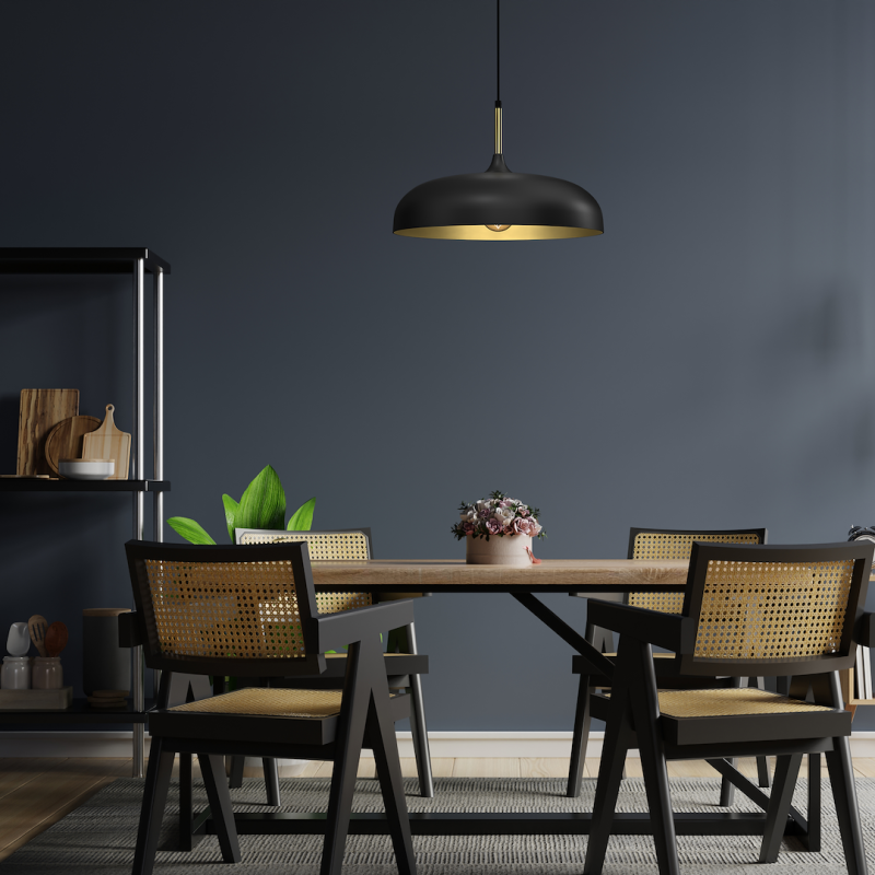 LINCOLN BLACK/GOLD Pendant Lamp 1xE27 45cm LINCOLN BLACK/GOLD Pendant Lamp 1xE27 45cm