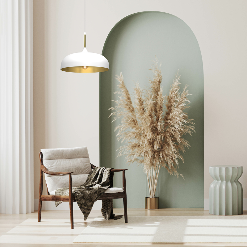 Lincoln Pendant Lamp 1xE27 35cm White/Gold Lincoln Pendant Lamp 1xE27 35cm White/Gold
