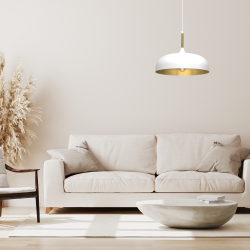 Lámpara colgante Lincoln 1xE27 35cm Blanco/Dorado Lámpara colgante Lincoln 1xE27 35cm Blanco/Dorado