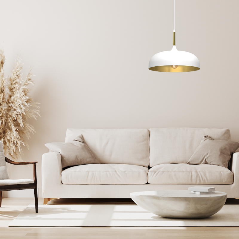 Lámpara colgante Lincoln 1xE27 35cm Blanco/Dorado Lámpara colgante Lincoln 1xE27 35cm Blanco/Dorado
