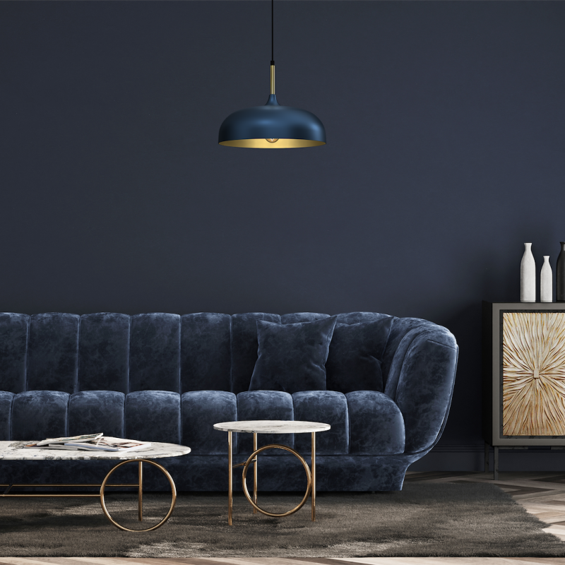 Hängelampe LINCOLN BLAU/GOLD 1xE27 35cm Hängelampe LINCOLN BLAU/GOLD 1xE27 35cm