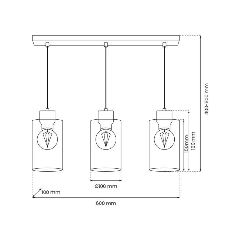 MADERA hanging lamp 3xE27 MADERA hanging lamp 3xE27
