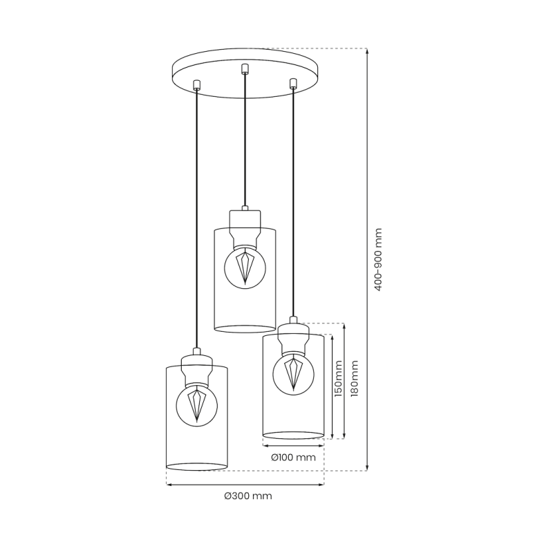 MADERA hanging lamp 3xE27 MADERA hanging lamp 3xE27
