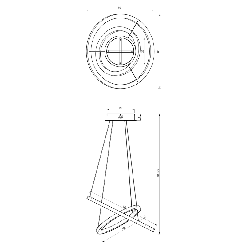 GALAXIA BLACK 46W LED hanging lamp GALAXIA BLACK 46W LED hanging lamp