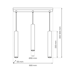 HUDSON BLACK Hanging Lamp 3xGU10 HUDSON BLACK Hanging Lamp 3xGU10