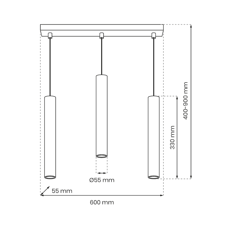 HUDSON BLACK Hanging Lamp 3xGU10 HUDSON BLACK Hanging Lamp 3xGU10