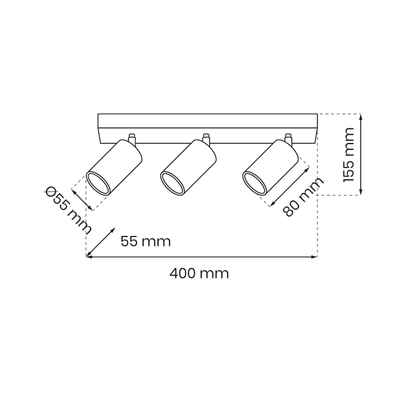 HUDSON BLACK Ceiling Lamp 3xGU10 HUDSON BLACK Ceiling Lamp 3xGU10