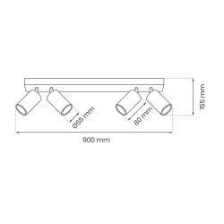 HUDSON BLACK ceiling lamp 4xGU10 HUDSON BLACK ceiling lamp 4xGU10