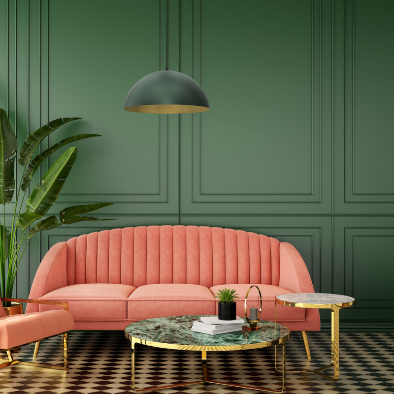 Hanging lamp BETA GREEN/GOLD 1xE27 45cm Hanging lamp BETA GREEN/GOLD 1xE27 45cm