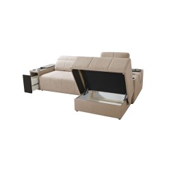 Milano I Corner Sofa with Sleeping Function in Weave Fabric, Verita 39 – Elegance and Functionality in One