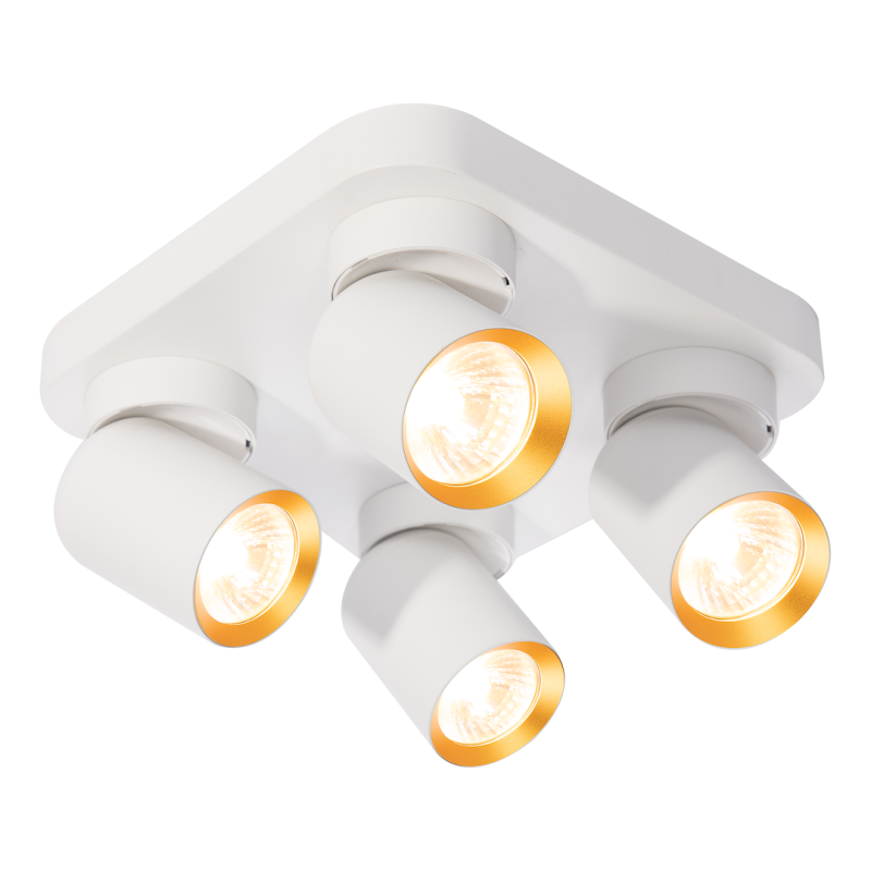 Lámpara de Techo Andy 4xGU10 Cuadrada Blanca + Dorada Lámpara de Techo Andy 4xGU10 Cuadrada Blanca + Dorada