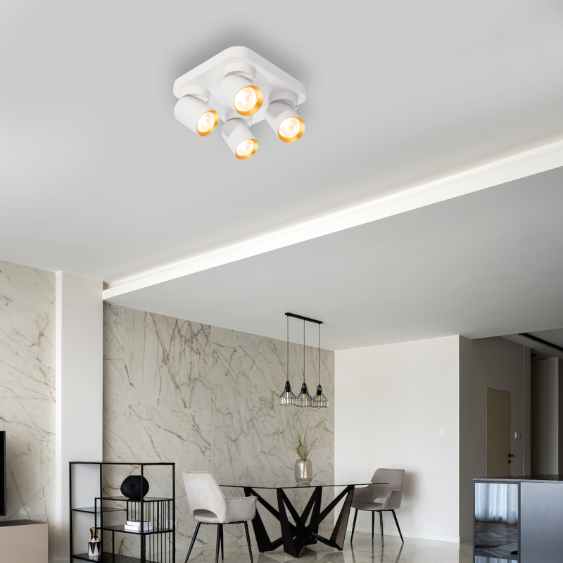 Andy Ceiling Lamp 4xGU10 Square White + Gold Andy Ceiling Lamp 4xGU10 Square White + Gold