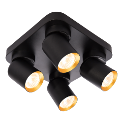 Deckenleuchte Andy 4xGU10 Quadrat Schwarz + Gold