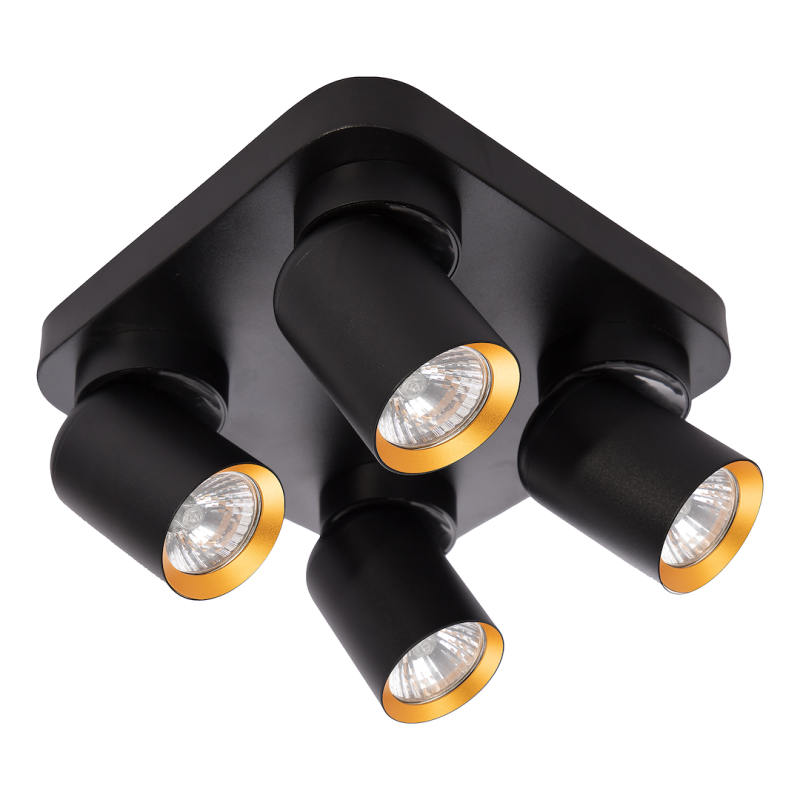 Lámpara de Techo Andy 4xGU10 Cuadrada Negra + Dorada Lámpara de Techo Andy 4xGU10 Cuadrada Negra + Dorada