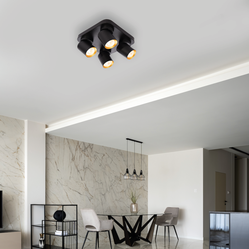 Andy Ceiling Lamp 4xGU10 Square Black + Gold Andy Ceiling Lamp 4xGU10 Square Black + Gold