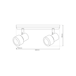 Cino Ceiling Lamp 2xGU10 White + Chrome Cino Ceiling Lamp 2xGU10 White + Chrome
