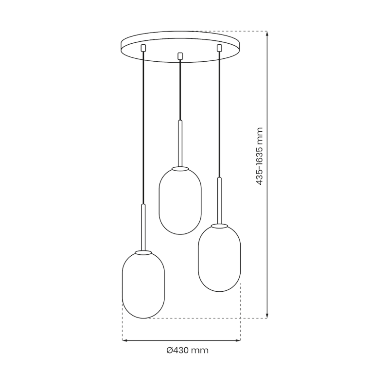 ALIAS BLACK hanging lamp 3xE14 round ALIAS BLACK hanging lamp 3xE14 round