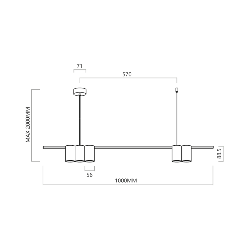 GENESIS BLACK Pendant Lamp (Rail) 5xGU10 GENESIS BLACK Pendant Lamp (Rail) 5xGU10