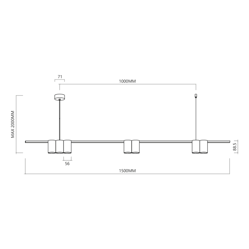 Genesis Pendant Lamp (Track Light) 7xGU10 White Genesis Pendant Lamp (Track Light) 7xGU10 White