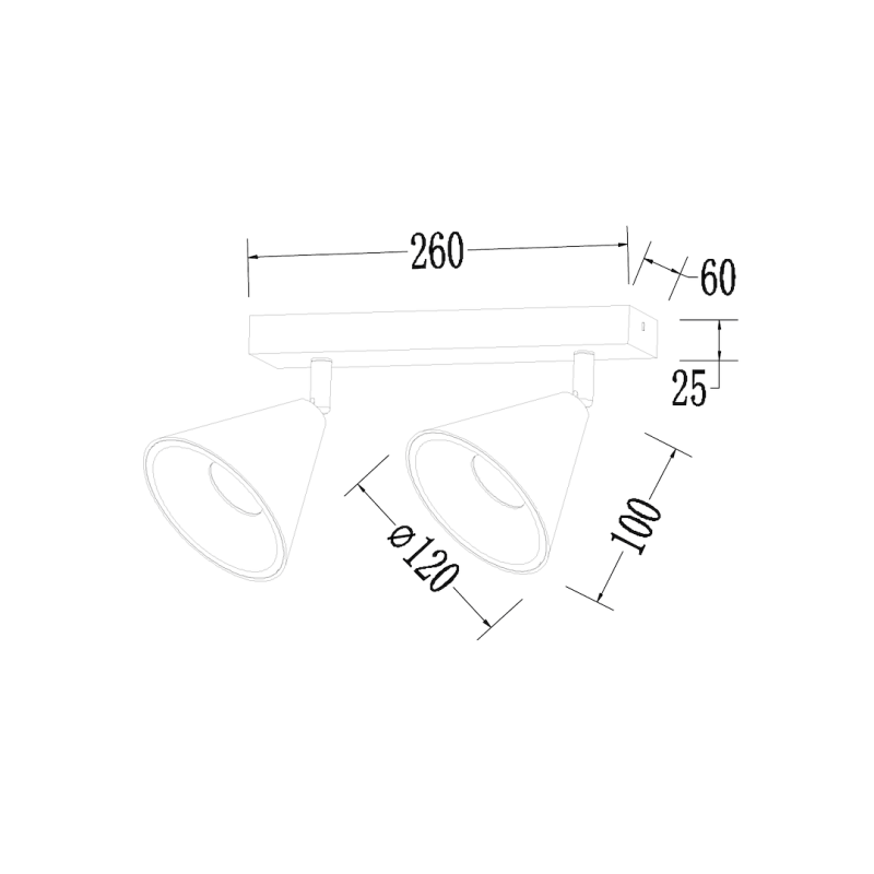 Cone Spot Fassung Gold 2xGU10 Cone Spot Fassung Gold 2xGU10