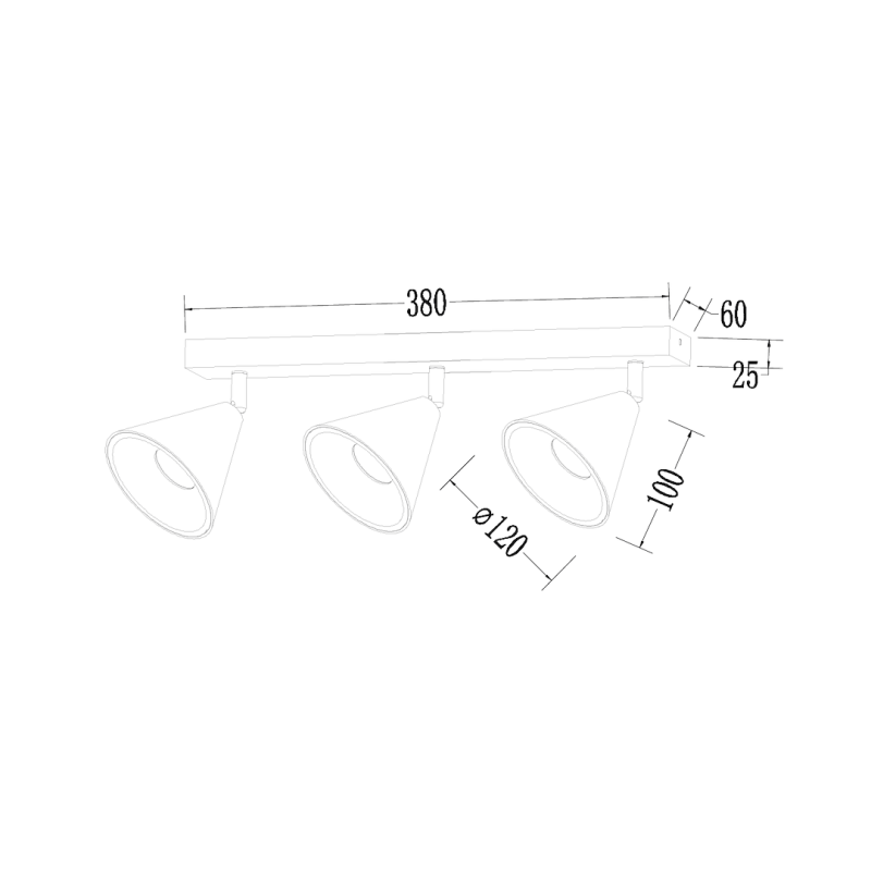 Cone Spot Halterung Gold 3xGU10 Cone Spot Halterung Gold 3xGU10