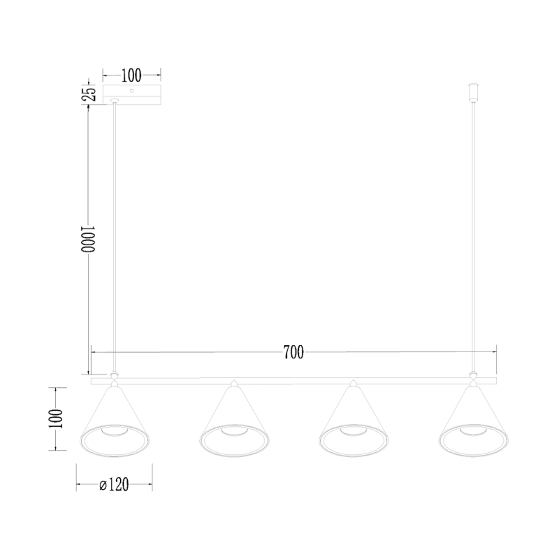 Cone Gold Pendant Lamp 4xGU10 Cone Gold Pendant Lamp 4xGU10