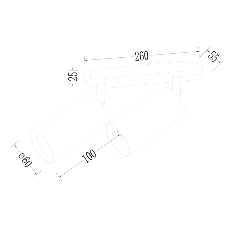 Pipe Spot White Fixture 2xGU10 Pipe Spot White Fixture 2xGU10