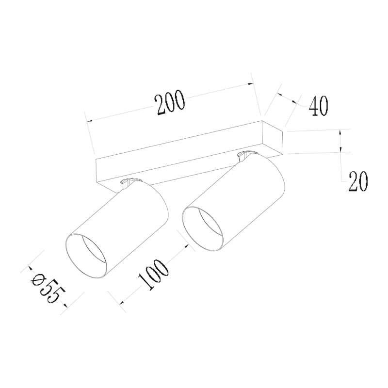 Hero Spot Black Fixture 2xGU10 Hero Spot Black Fixture 2xGU10