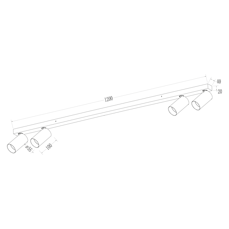 Montura Hero Spot Negro 4xGU10 Montura Hero Spot Negro 4xGU10