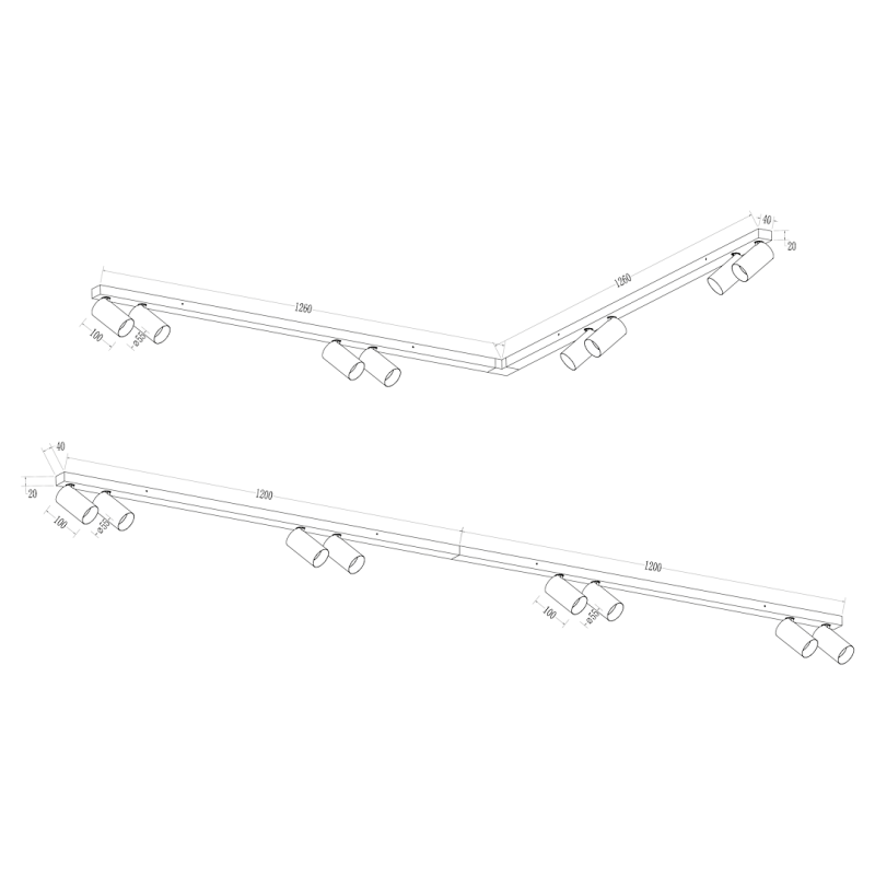 Hero Spot White Fixture 8xGU10 Hero Spot White Fixture 8xGU10
