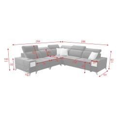 Corner Sofa Porto III with Sleeping Function and USB Port - Elegance Meets Functionality | [Your Company Name]