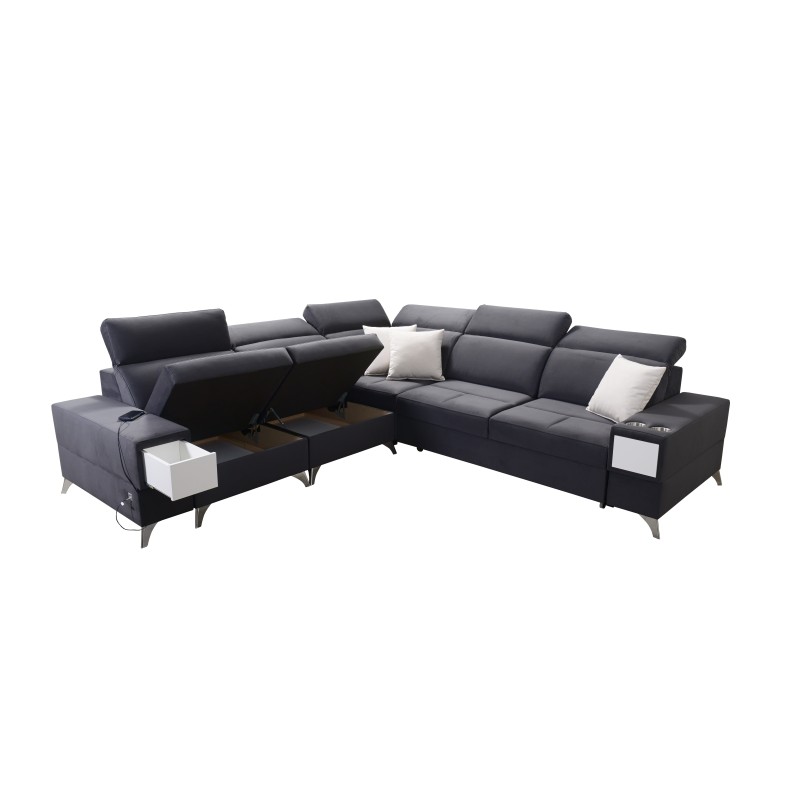 Corner Sofa Porto III with Sleeping Function and USB Port - Elegance Meets Functionality | [Your Company Name]