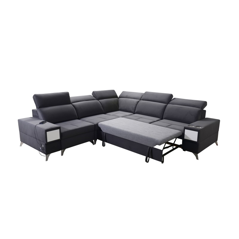 Corner Sofa Porto III with Sleeping Function and USB Port - Elegance Meets Functionality | [Your Company Name]