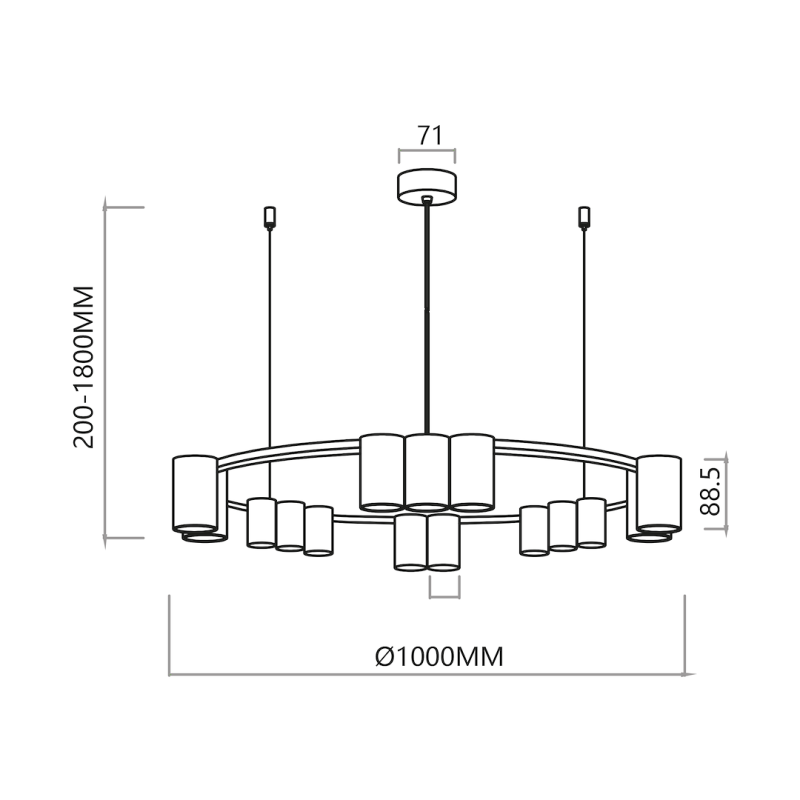Hanging lamp (circle) GENESIS BLACK 15xGU10 Hanging lamp (circle) GENESIS BLACK 15xGU10