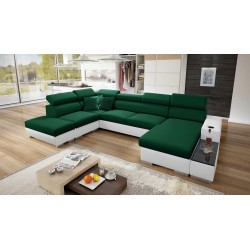 Диван кутовий у формі U Napoli VI з функцією сну та баром - Велюр, Amor Velvet 4311 + Екошкіра + Екошкіра