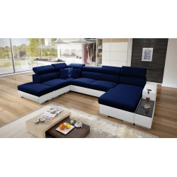 Кутовий диван у формі U Napoli VI з функцією сну та баром - Велюр, Amor Velvet 4314 + Екокожа + Екокожа