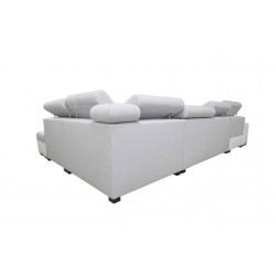 Sofá esquinero en forma de U Napoli VI con función de cama y bar - Tejido, Sawana 72 + Eco-cuero + Eco-cuero.