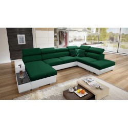 Диван кутовий у формі U Napoli VI з функцією сну та баром - Велюр, Amor Velvet 4311 + Екошкіра + Екошкіра