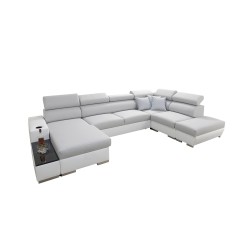Диван кутовий у формі U Napoli VI з функцією сну та баром - Велюр, Amor Velvet 4311 + Екошкіра + Екошкіра Диван кутовий у формі U Napoli VI з функцією сну та баром - Велюр, Amor Velvet 4311 + Екошкіра + Екошкіра