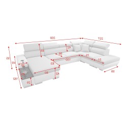 Narożnik w kształcie U Napoli VI z funkcją spania i barkiem - Welur, Amor Velvet 4314 + Ecoskóra + Ecoskóra Narożnik w kształcie U Napoli VI z funkcją spania i barkiem - Welur, Amor Velvet 4314 + Ecoskóra + Ecoskóra