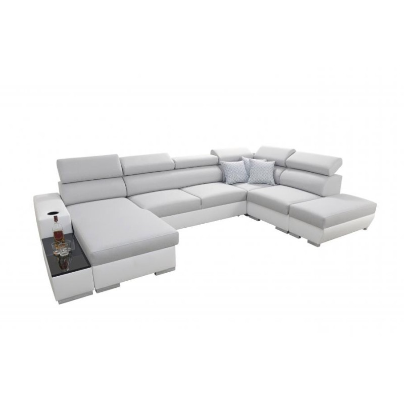 Narożnik w kształcie U Napoli VI z funkcją spania i barkiem - Welur, Amor Velvet 4314 + Ecoskóra + Ecoskóra Narożnik w kształcie U Napoli VI z funkcją spania i barkiem - Welur, Amor Velvet 4314 + Ecoskóra + Ecoskóra