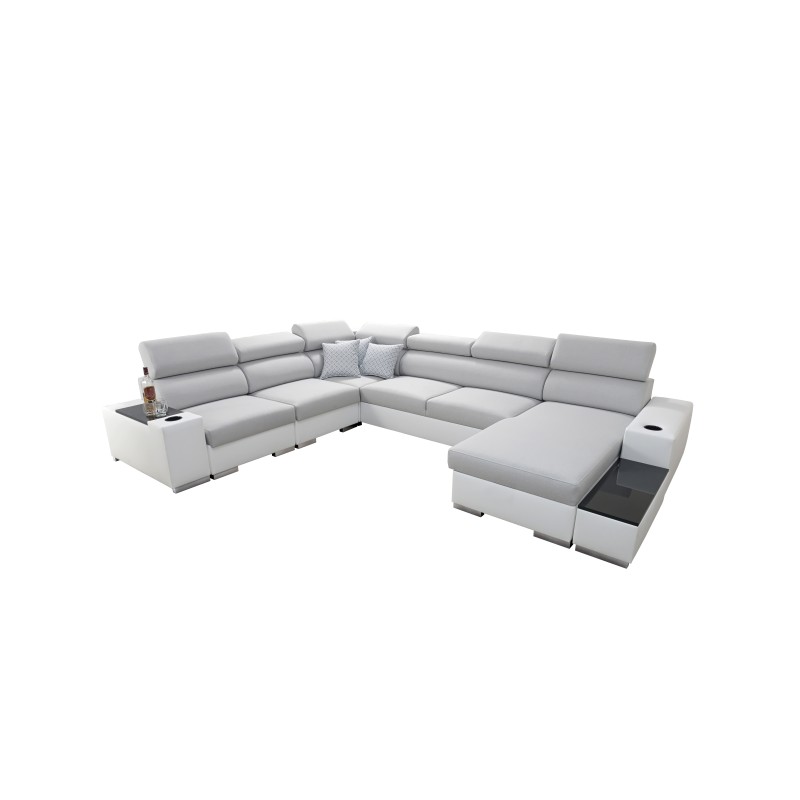 Napoli VIII U-shaped sectional sofa with a sleeping function – Weave, Sawana 72 + Eco-leather + Eco-leather