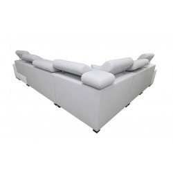 U-förmiges Sofa Napoli VIII mit Schlaffunktion – Webstoff, Sawana 72 + Kunstleder + Kunstleder