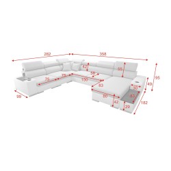 Napoli VIII U-shaped sectional sofa with sleeping function – Velvet, Amor Velvet 4311 + Faux Leather + Faux Leather Napoli VIII U-shaped sectional sofa with sleeping function – Velvet, Amor Velvet 4311 + Faux Leather + Faux Leather