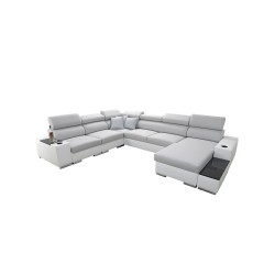Napoli VIII U-shaped sectional sofa with sleeping function – Velvet, Amor Velvet 4311 + Faux Leather + Faux Leather Napoli VIII U-shaped sectional sofa with sleeping function – Velvet, Amor Velvet 4311 + Faux Leather + Faux Leather