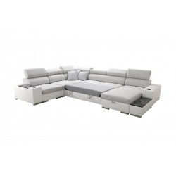 Napoli VIII U-shaped sectional sofa with sleeping function – Velvet, Amor Velvet 4311 + Faux Leather + Faux Leather Napoli VIII U-shaped sectional sofa with sleeping function – Velvet, Amor Velvet 4311 + Faux Leather + Faux Leather