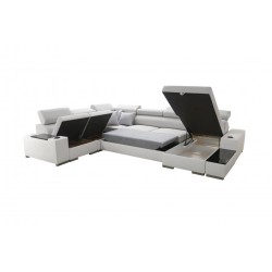 U-shaped corner sofa Napoli VIII with sleeping function – Velvet, Amor Velvet 4314 + Eco-leather + Eco-leather U-shaped corner sofa Napoli VIII with sleeping function – Velvet, Amor Velvet 4314 + Eco-leather + Eco-leather