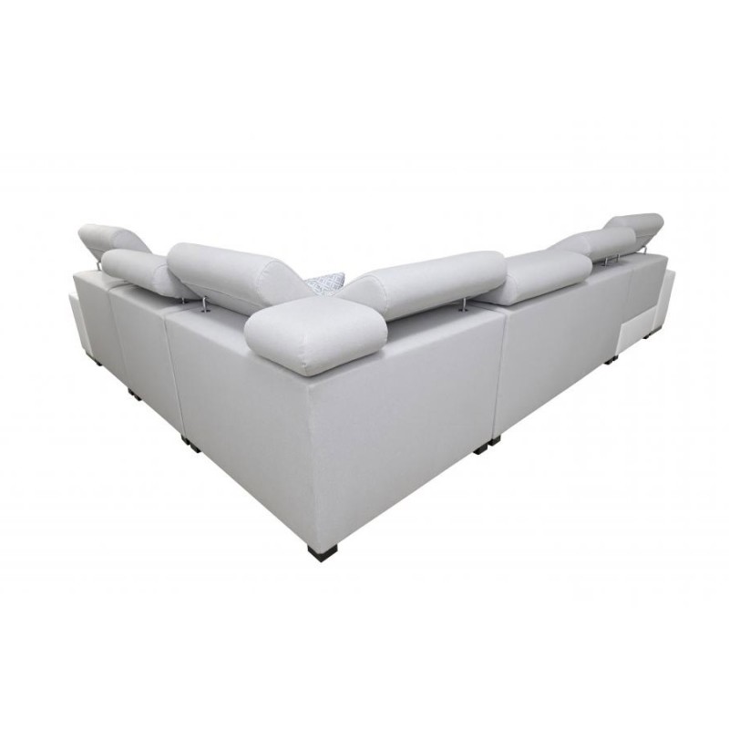 U-shaped corner sofa Napoli VIII with a sleeping function – Woven Fabric, Sawana 14 + Eco-leather + Eco-leather