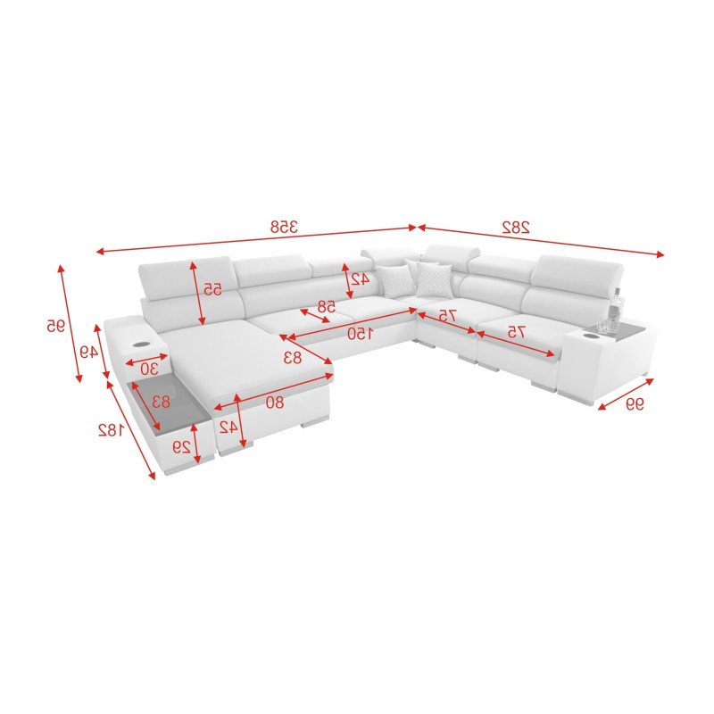 Napoli VIII U-shaped sectional sofa with sleeping function – Velvet, Amor Velvet 4311 + Faux Leather + Faux Leather Napoli VIII U-shaped sectional sofa with sleeping function – Velvet, Amor Velvet 4311 + Faux Leather + Faux Leather